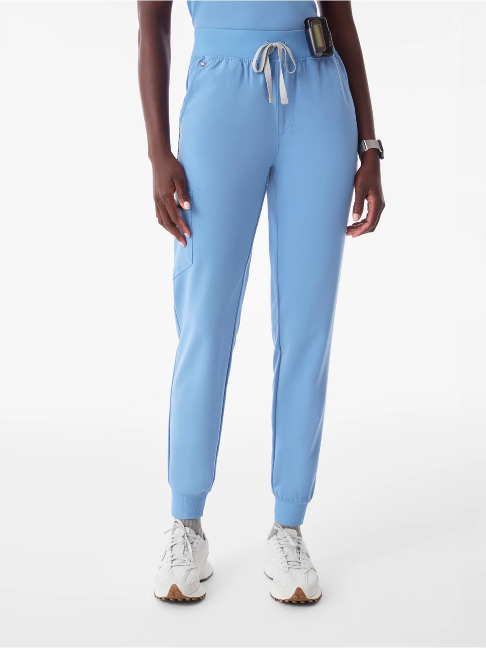 Figs Size L High-Waisted Zamora Jogger Scrub Pants - Ceil Blue